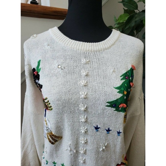 VTG Victoria Women Ramie & Cotton Scoop Neck Long Sleeve Soft Sweaters - Picture 2 of 10